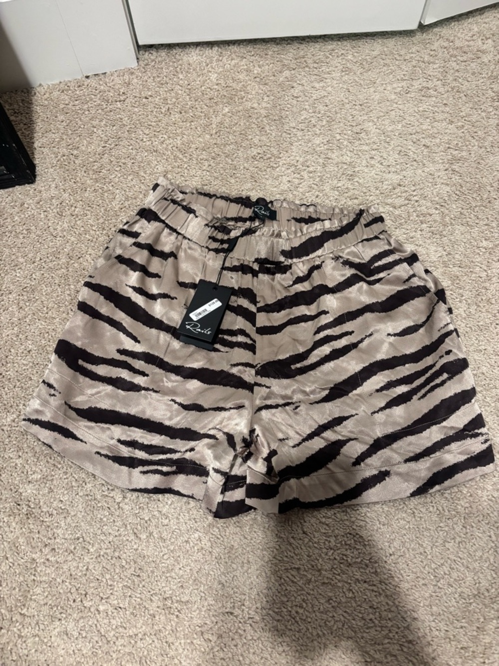 Rails Women's Zebra-Print High Waist Shorts in Taupe & Black